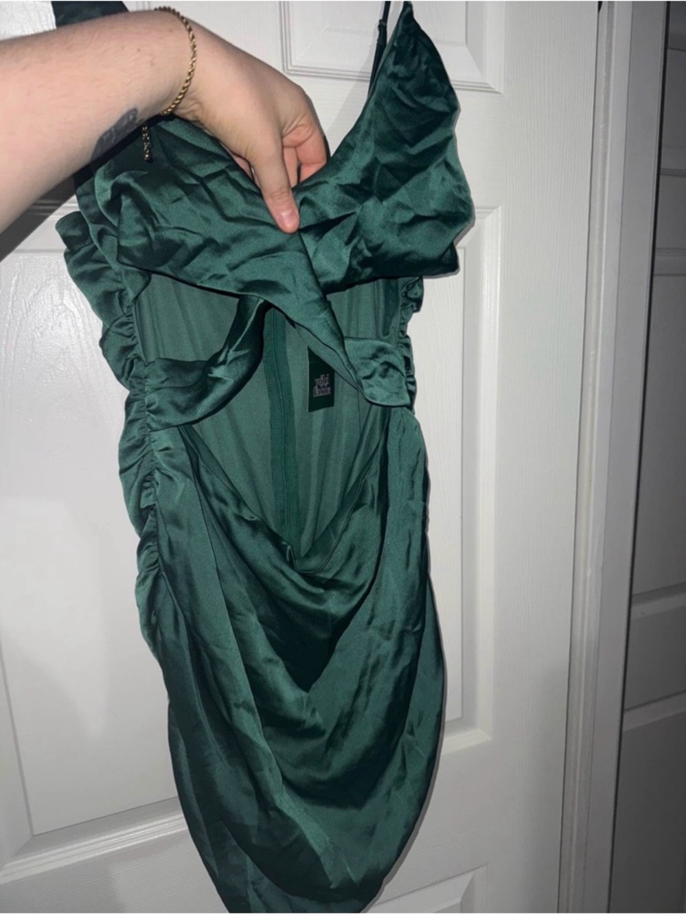 NWT Emerald Green Satin Mini Dress